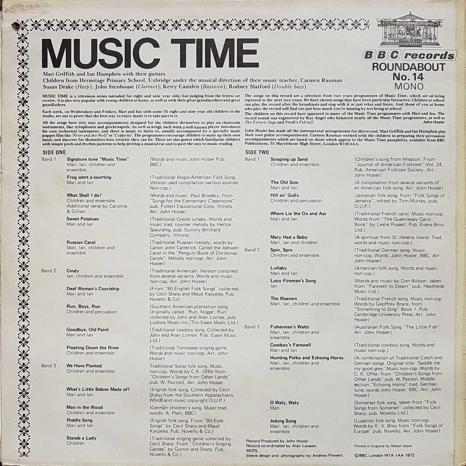 Picture of RBT 14 Music time by artist Mari Griffith / Ian Humphris from the BBC records and Tapes library